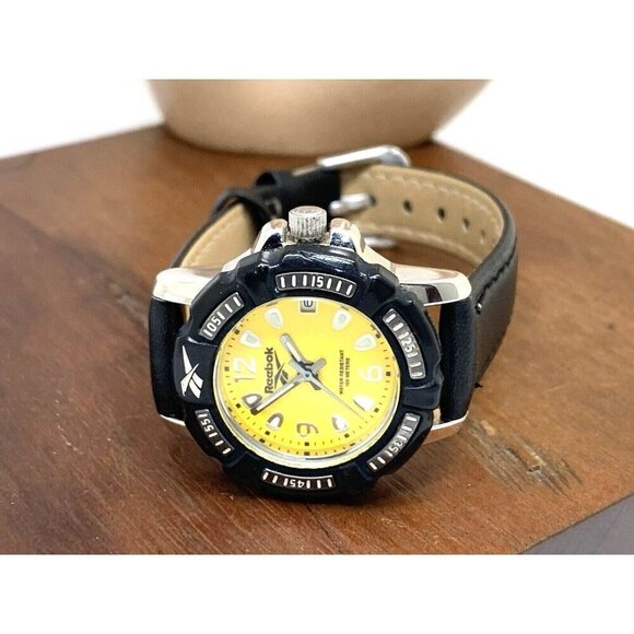 Reebok Women\'s Watch Quartz VX12 Diver Yellow Dial Black Leather Strap 29mm main image 11
